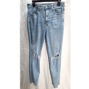 AE American Eagle Super High Rise Jegging 14 short Next Level Stretch distressed